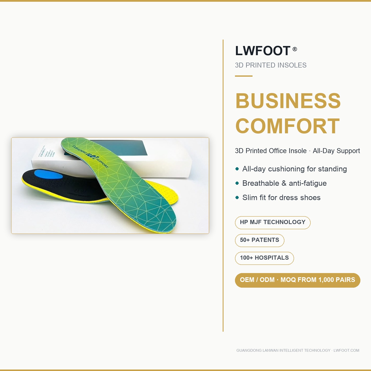 3D printed standard comfort insole